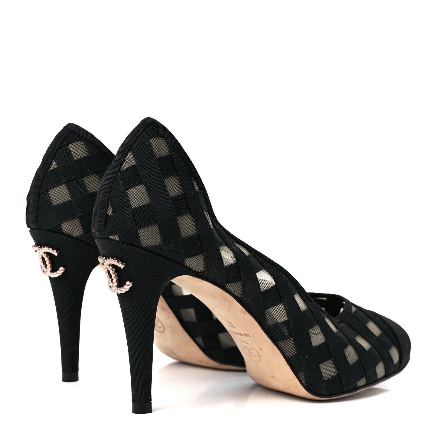 Mesh Grosgrain Cap Toe CC Heels 37 Black