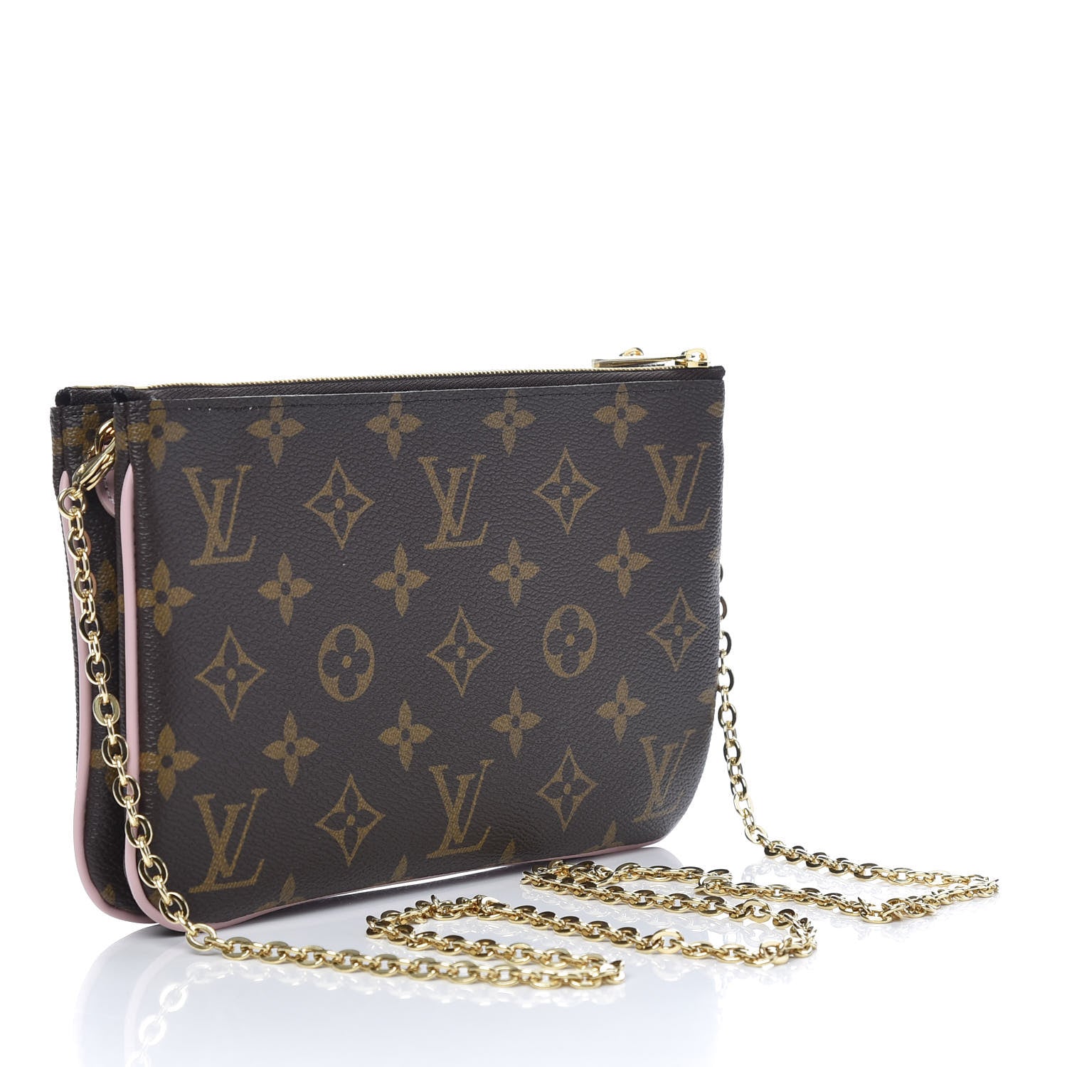 Louis Vuitton Monogram 2020 Christmas Animation Big Wheel Double Zip Pochette Rose Ballerine 3 of 10