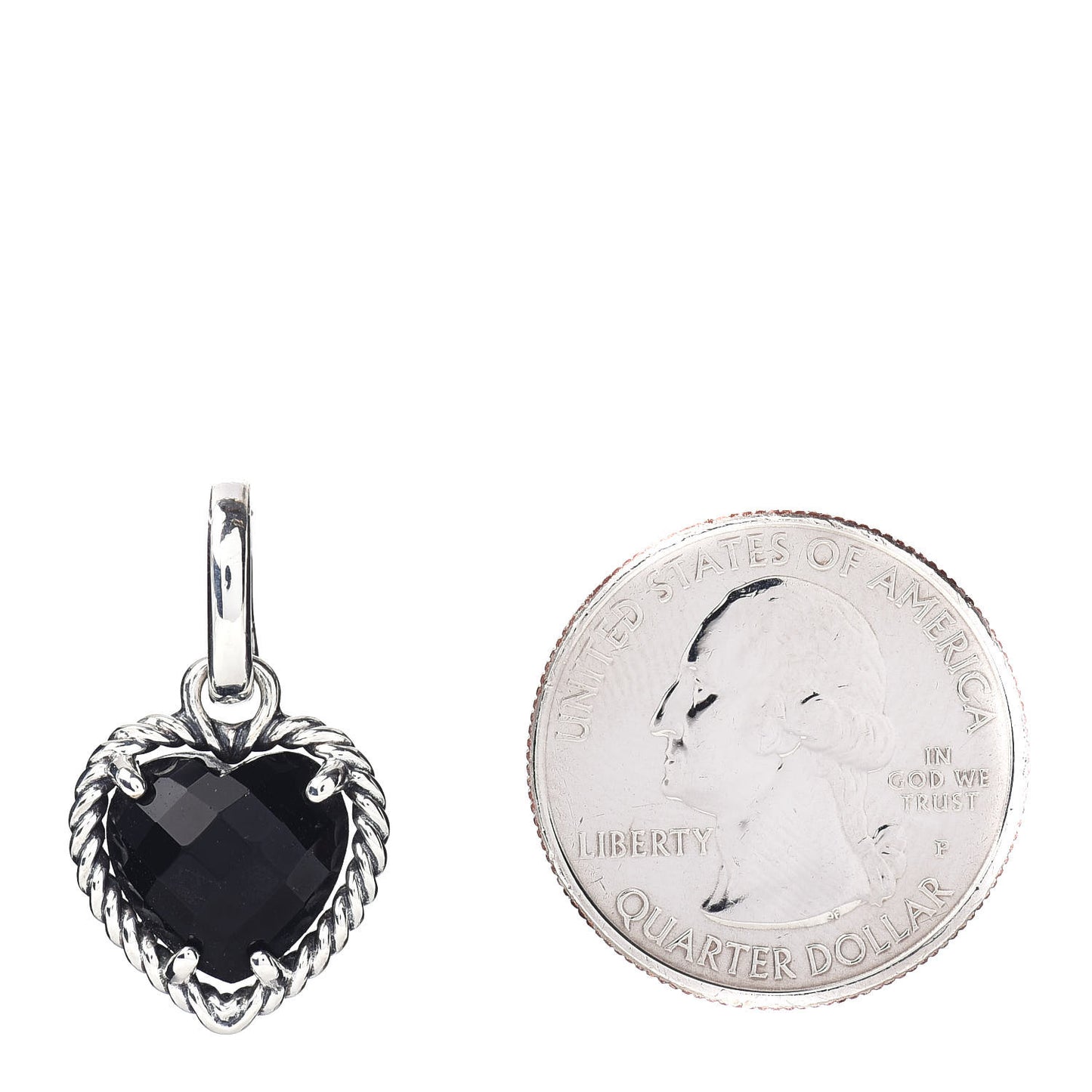 Sterling Silver Black Onyx Heart Charm Pendant