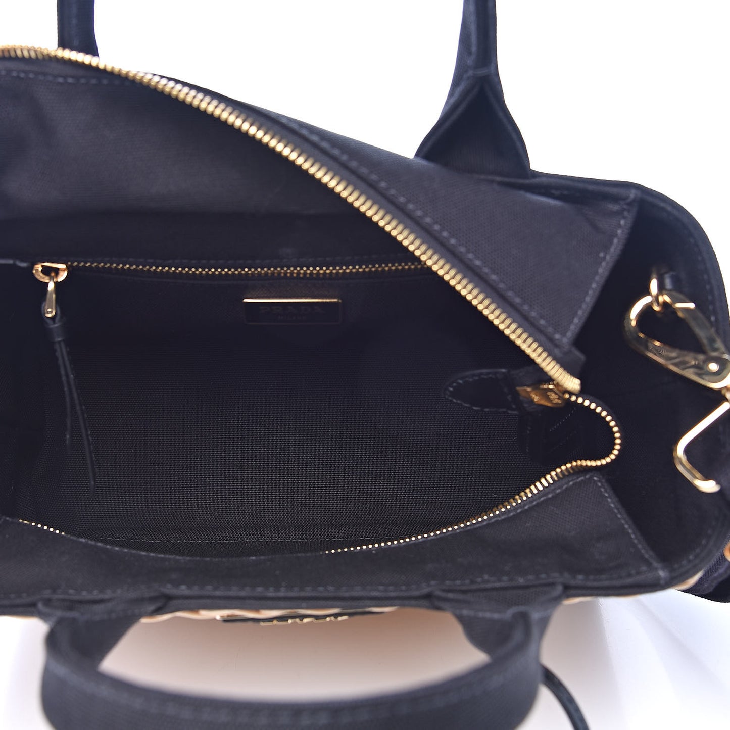 Wicker Canvas Shoulder Bag Black