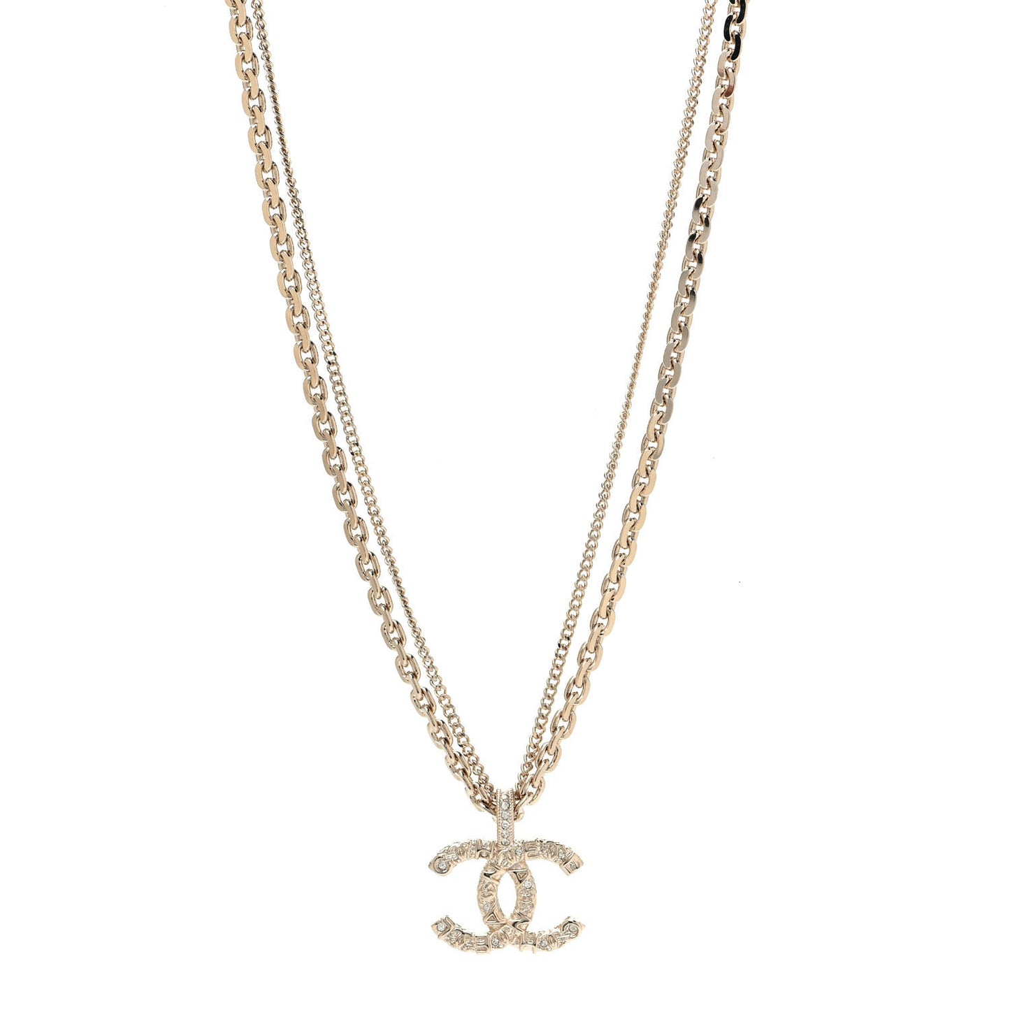 Crystal CC Multi Strand Chain Necklace Gold
