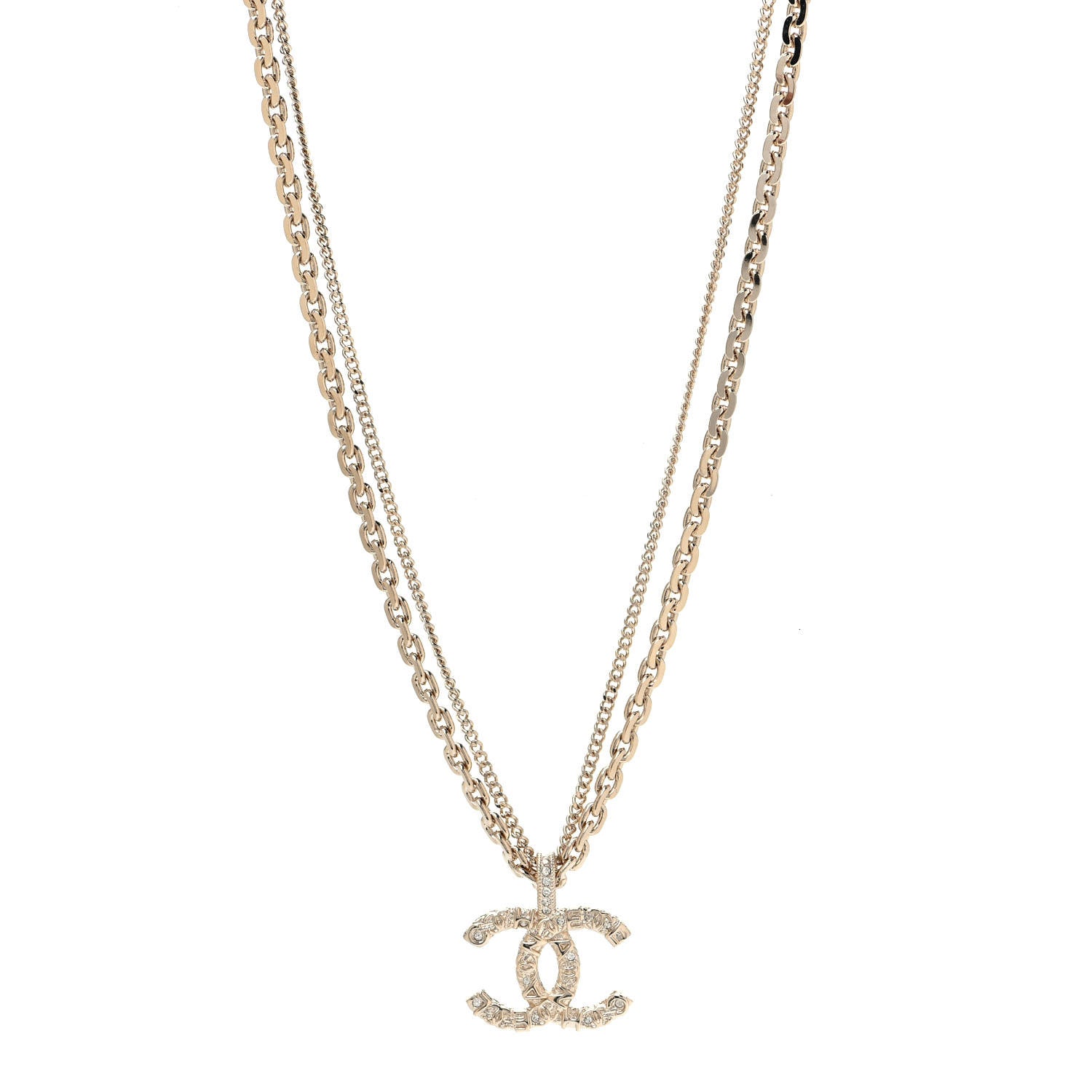 Chanel Crystal CC Multi Strand Chain Necklace Gold 1 of 4