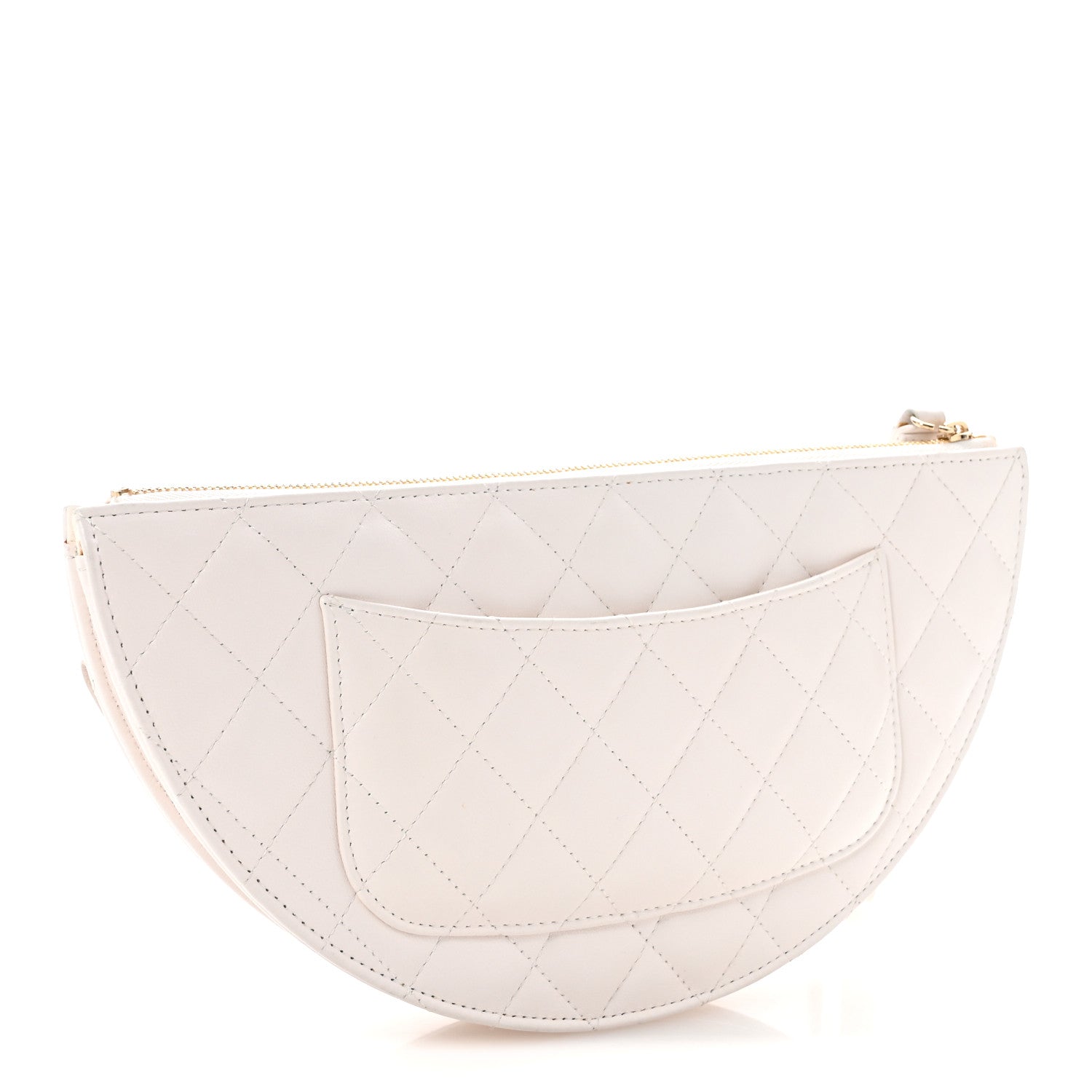 Chanel Lambskin Quilted Wave Clutch White 3 of 13