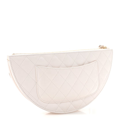 Chanel Lambskin Quilted Wave Clutch White 3 of 13