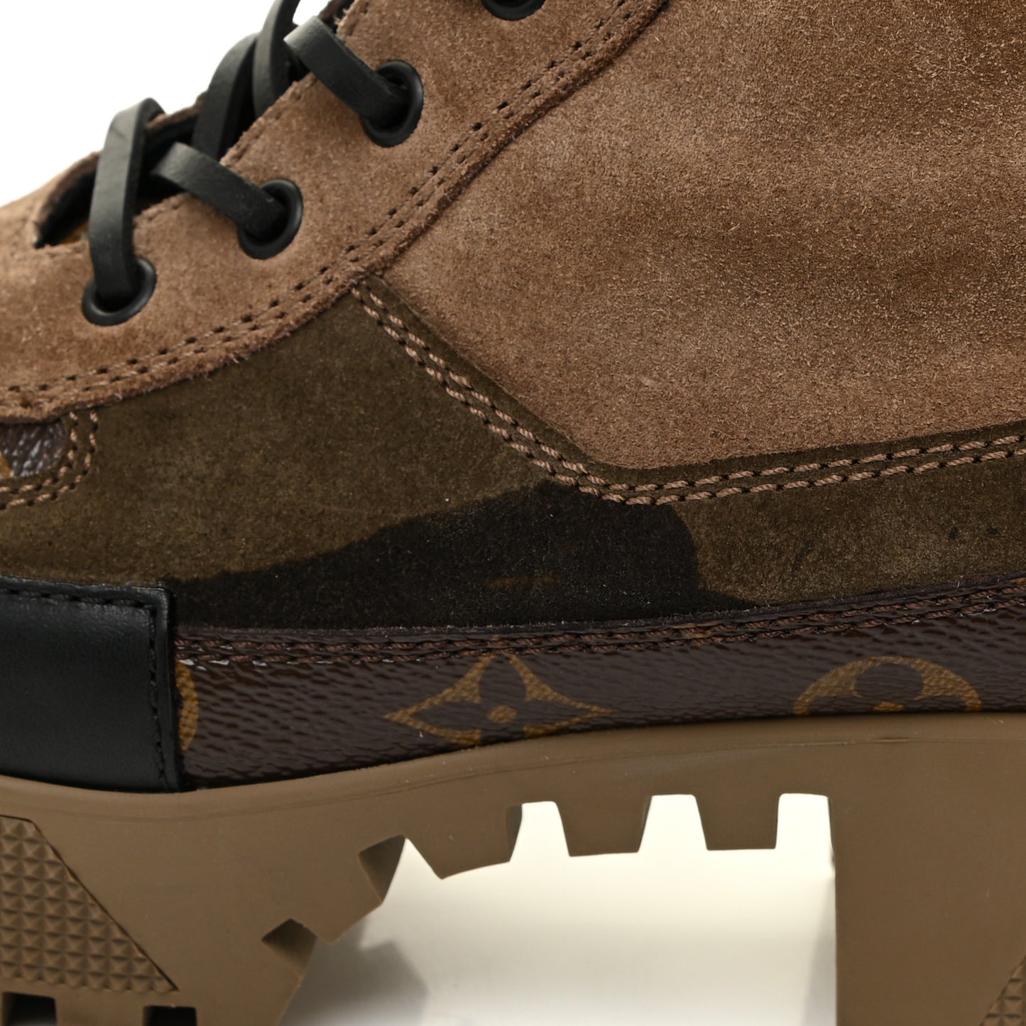 Suede Calfskin Monogram Laureate Platform Desert Boots 40 Taupe