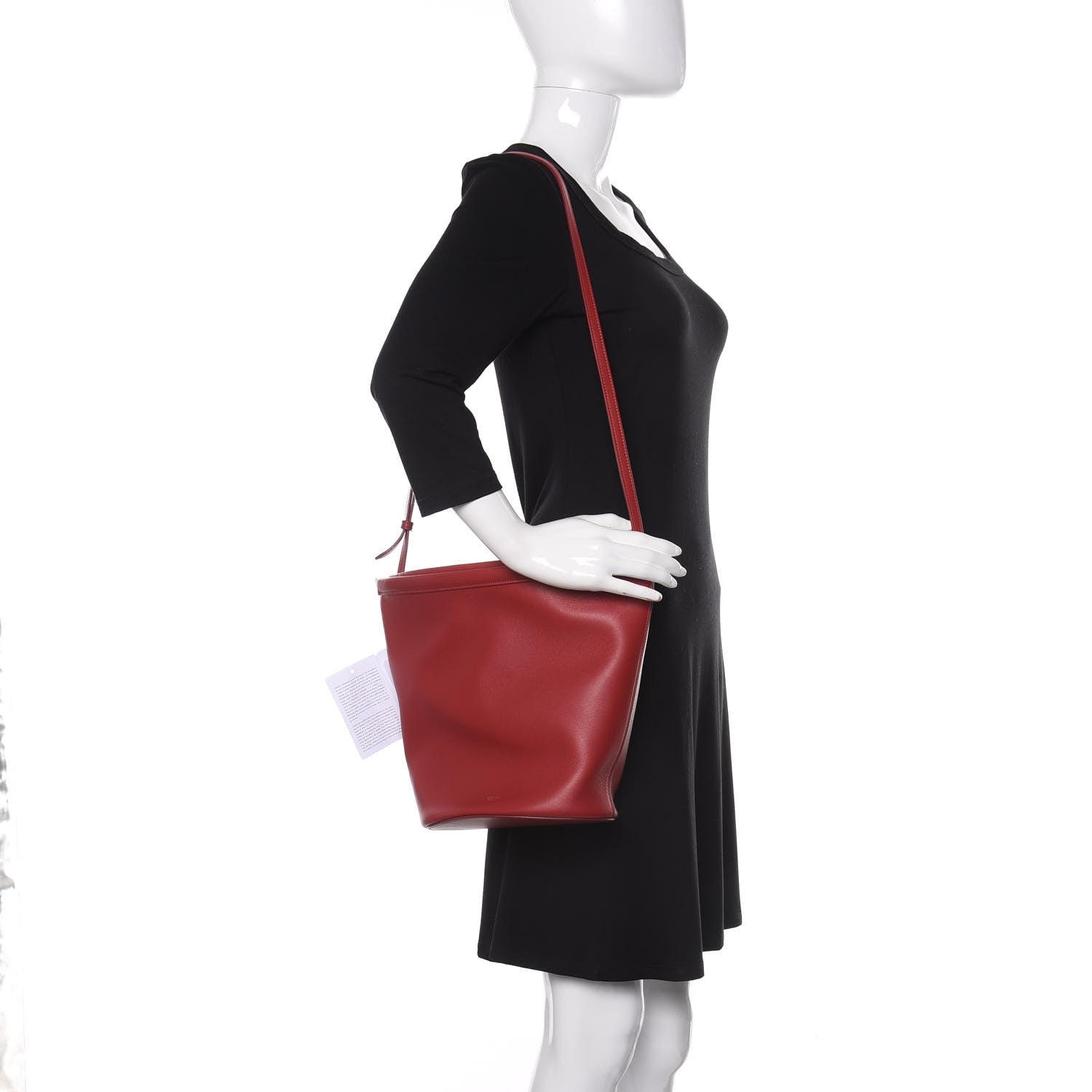 Celine Smooth Calfskin Clasp Bucket Bag Red 2 of 8