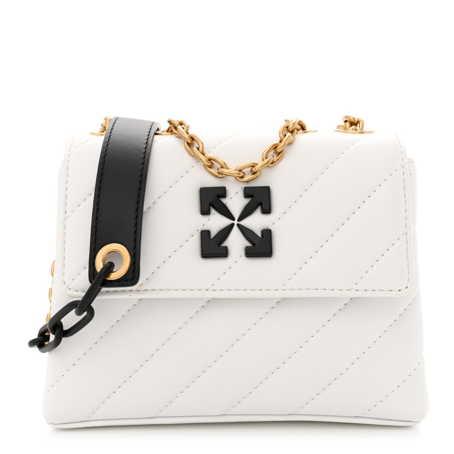 Calfskin Diagonal Quilted Jackhammer 19 Shoulder Bag White