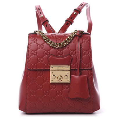 Gucci Guccissima Signature Padlock Backpack Hibiscus Red 1 of 9