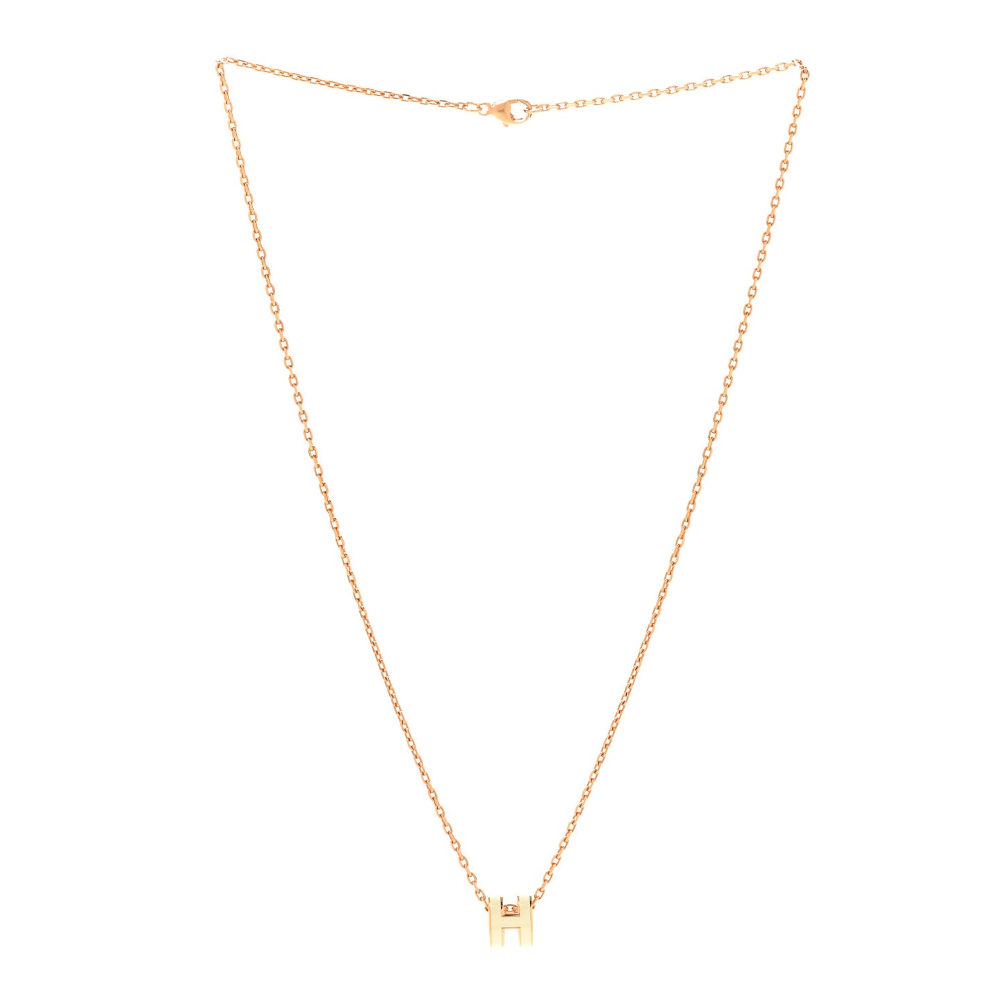 Lacquered Rose Gold Mini Pop H Pendant Necklace White