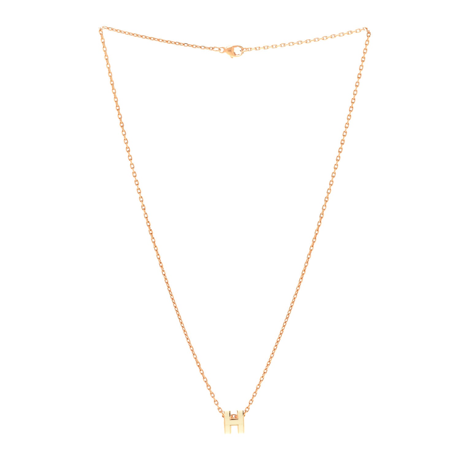 Hermes Lacquered Rose Gold Mini Pop H Pendant Necklace White 3 of 6