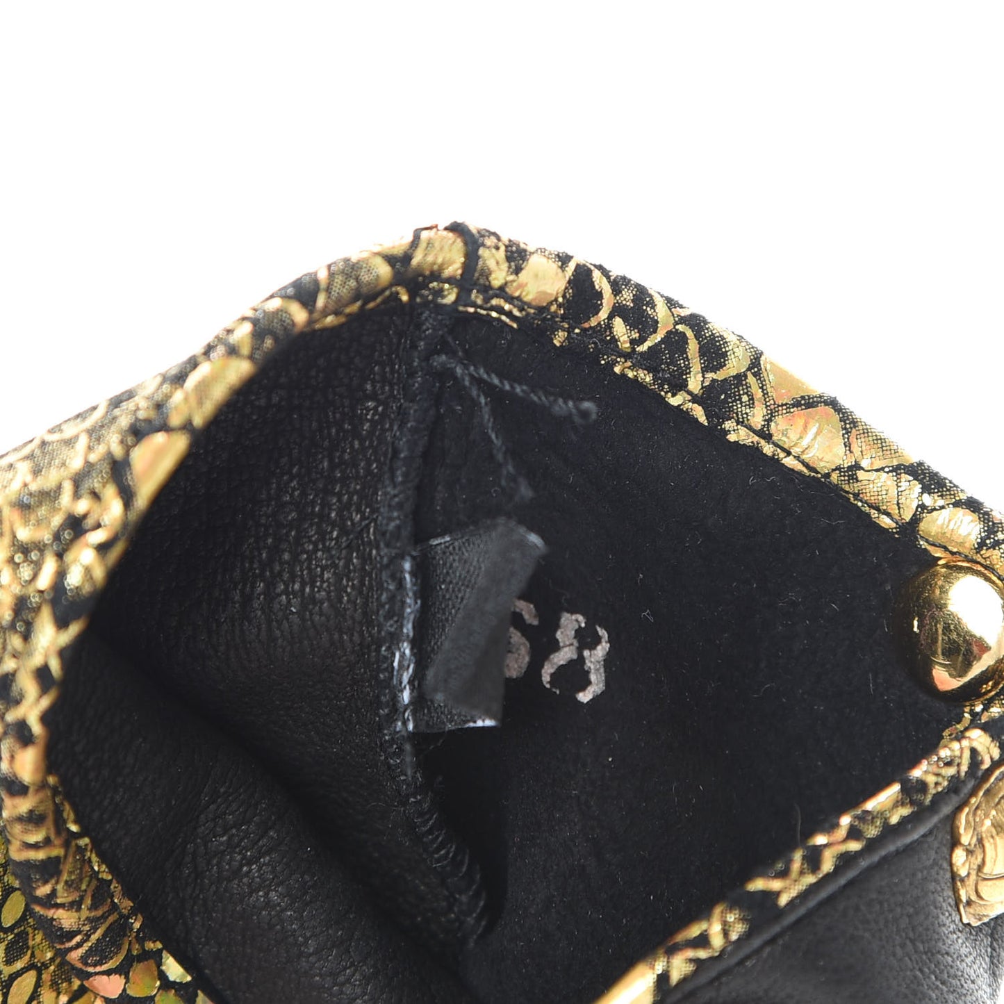 Lambskin Sequin Fingerless Gloves 7.5 Black Gold