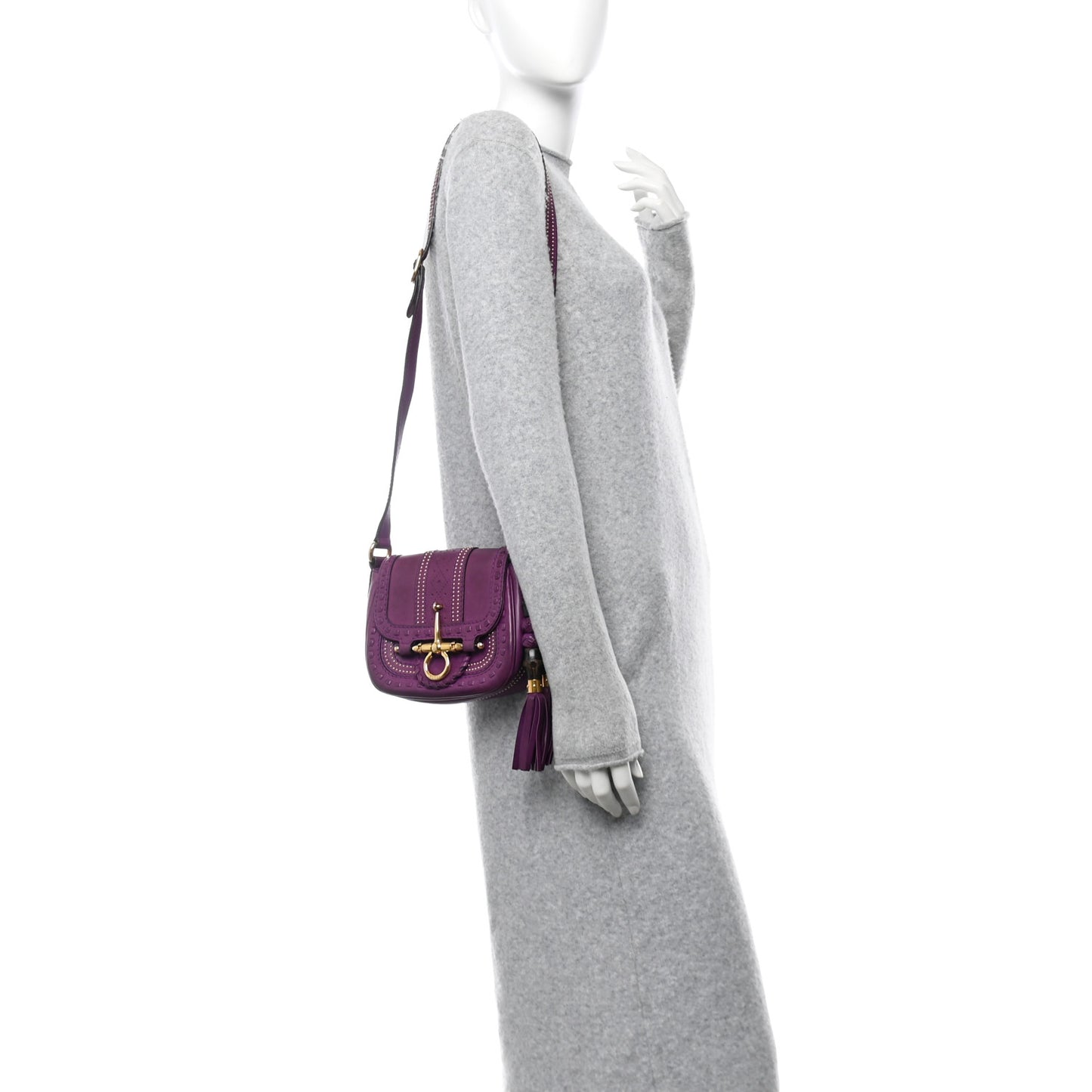 Calfskin Small Snaffle Bit Shoulder Bag Purple