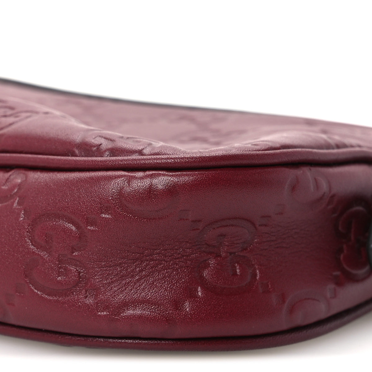 Lambskin Embossed Mini GG Half Moon Shoulder Bag Rosso Ancora