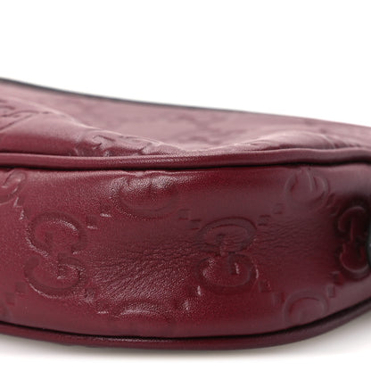 Gucci Lambskin Embossed Mini GG Half Moon Shoulder Bag Rosso Ancora 9 of 9