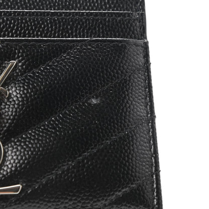 Saint Laurent Grain De Poudre Matelasse Chevron Monogram Credit Card Case Black 8 of 8