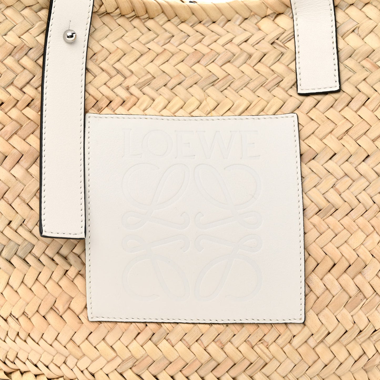 Raffia Basket Tote Bag Natural White
