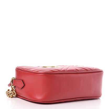 Gucci Calfskin Matelasse Small GG Marmont Chain Shoulder Bag Hibiscus Red 4 of 10
