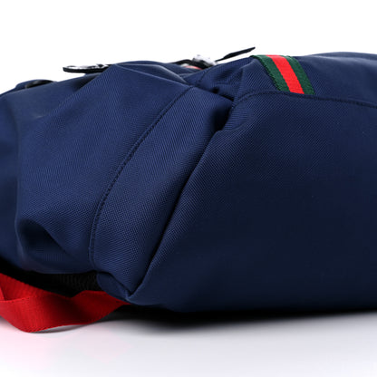 Gucci Techno Canvas Web Double Buckle Backpack Blue 9 of 11