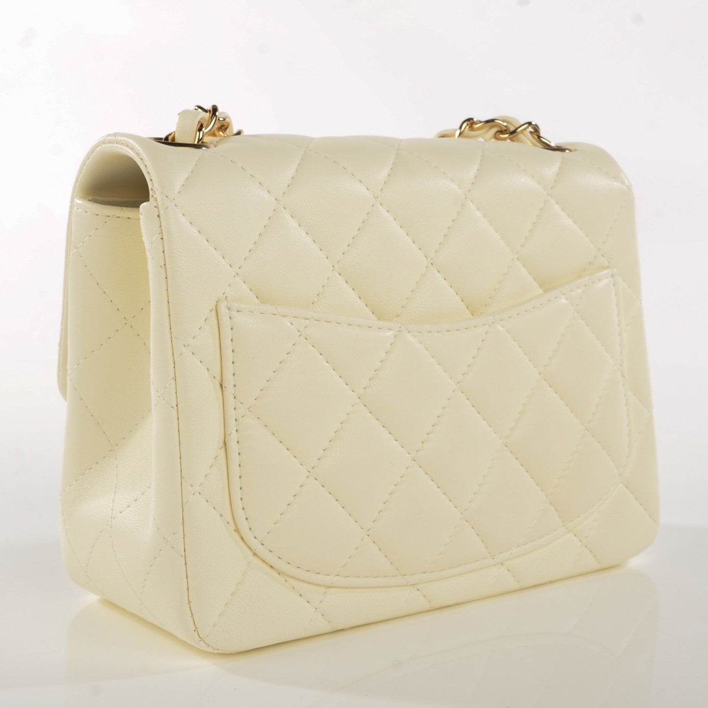 Lambskin Quilted Mini Square Flap Dark White