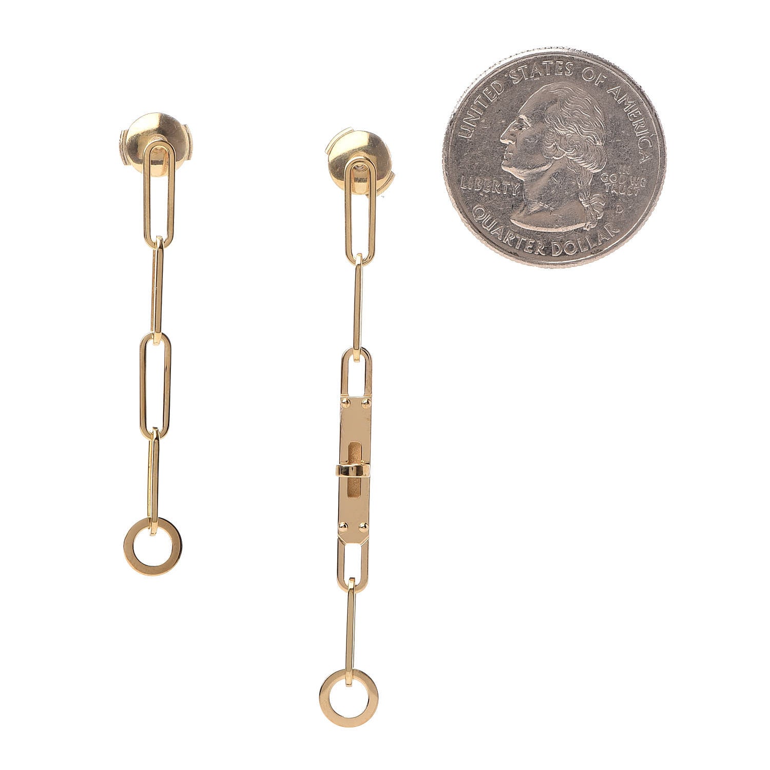 Hermes 18K Yellow Gold TPM Kelly Chaine Earrings 2 of 6