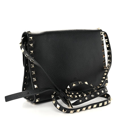 Valentino Garavani Pebbled Calfskin Medium Rockstud Flip Lock Crossbody Bag Black 3 of 9