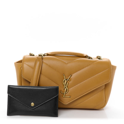Saint Laurent Lambskin Chevron Quilted Small Loulou Bag Sunflower 3 of 12