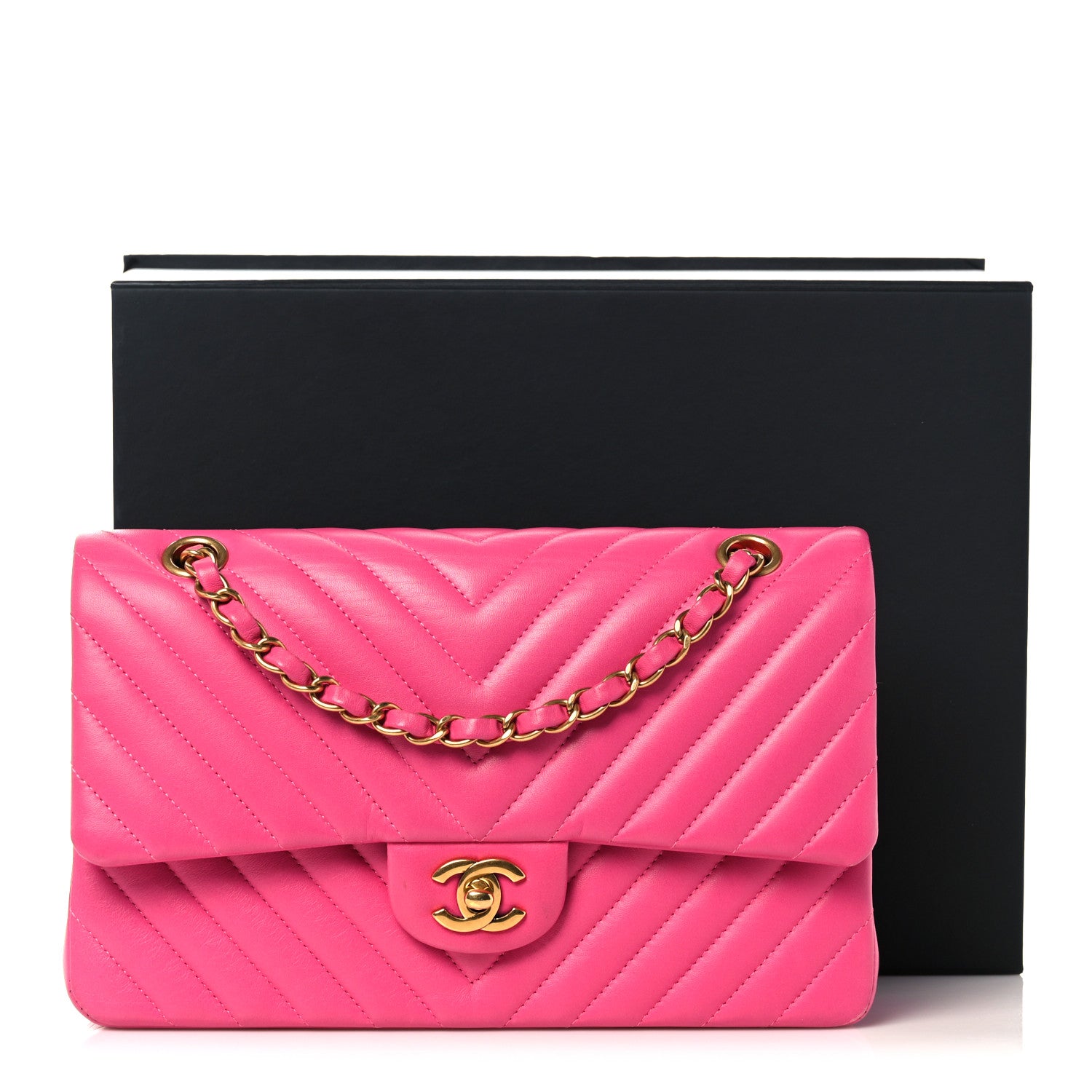 Chanel Lambskin Chevron Quilted Medium Double Flap Pink 18 of 18