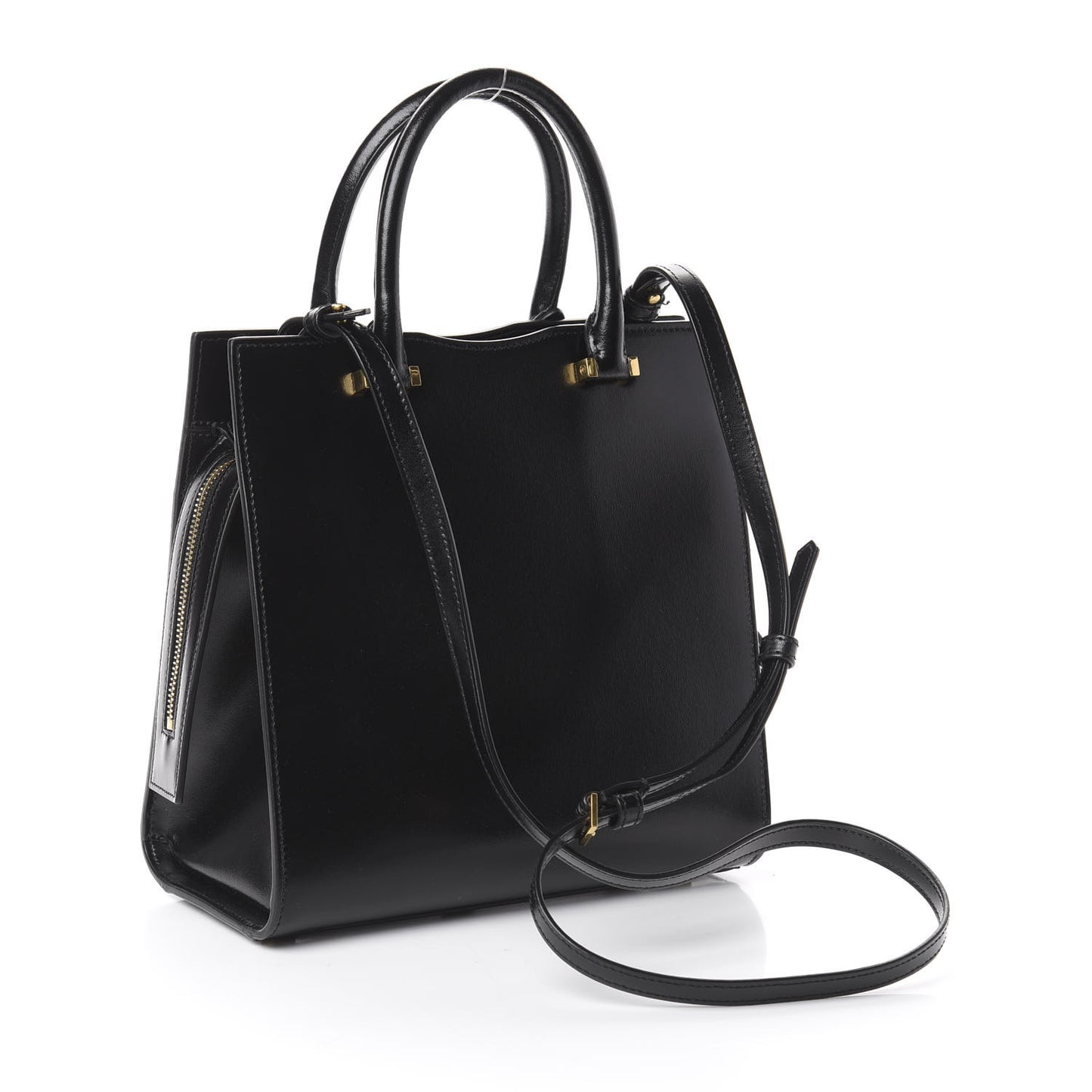 Shiny Calfskin Small Uptown Tote Black