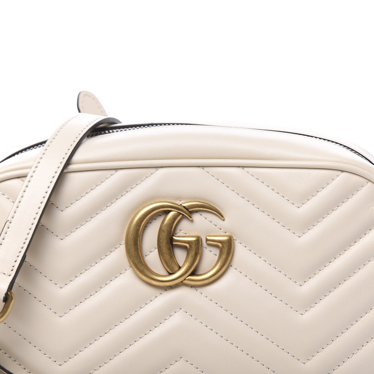 Calfskin Matelasse Small GG Marmont Chain Shoulder Bag White