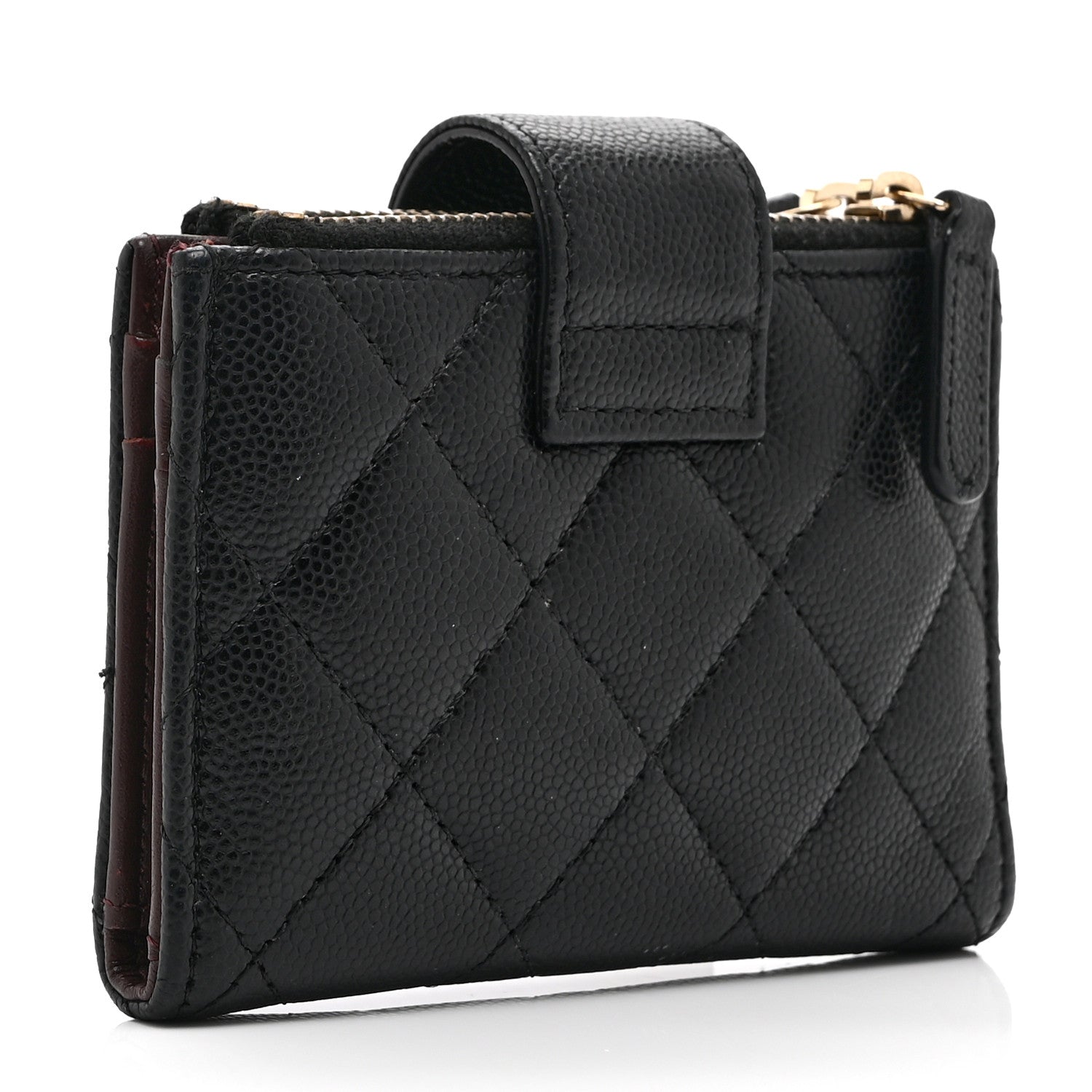 Chanel Caviar Quilted Compact Zipped Pocket Wallet Black 3 of 9