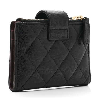 Chanel Caviar Quilted Compact Zipped Pocket Wallet Black 3 of 9
