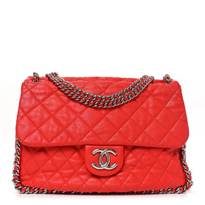 Chanel Washed Lambskin Quilted Maxi Chain Around Flap Red 1 of 12