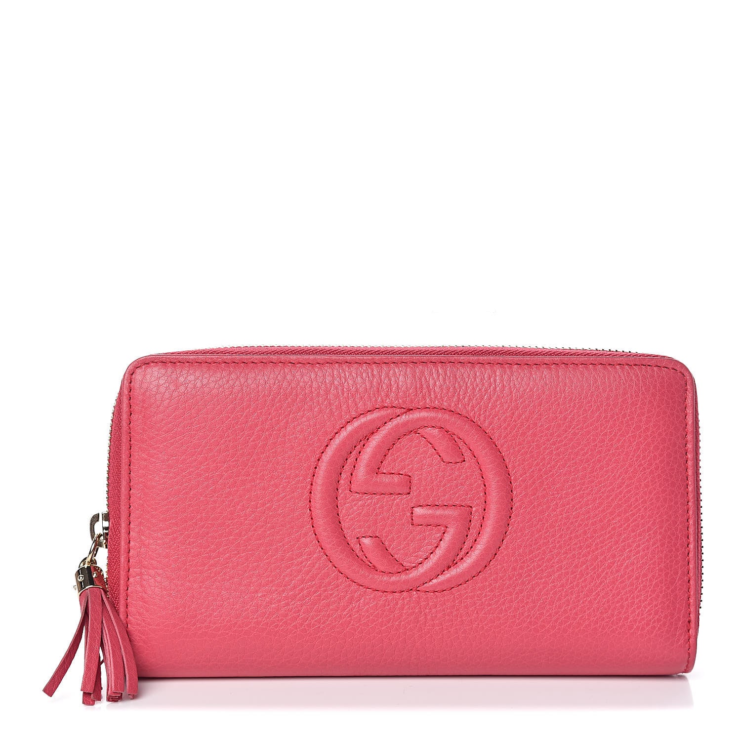Gucci Pebbled Calfskin Soho Zip Around Wallet Pink 1 of 8