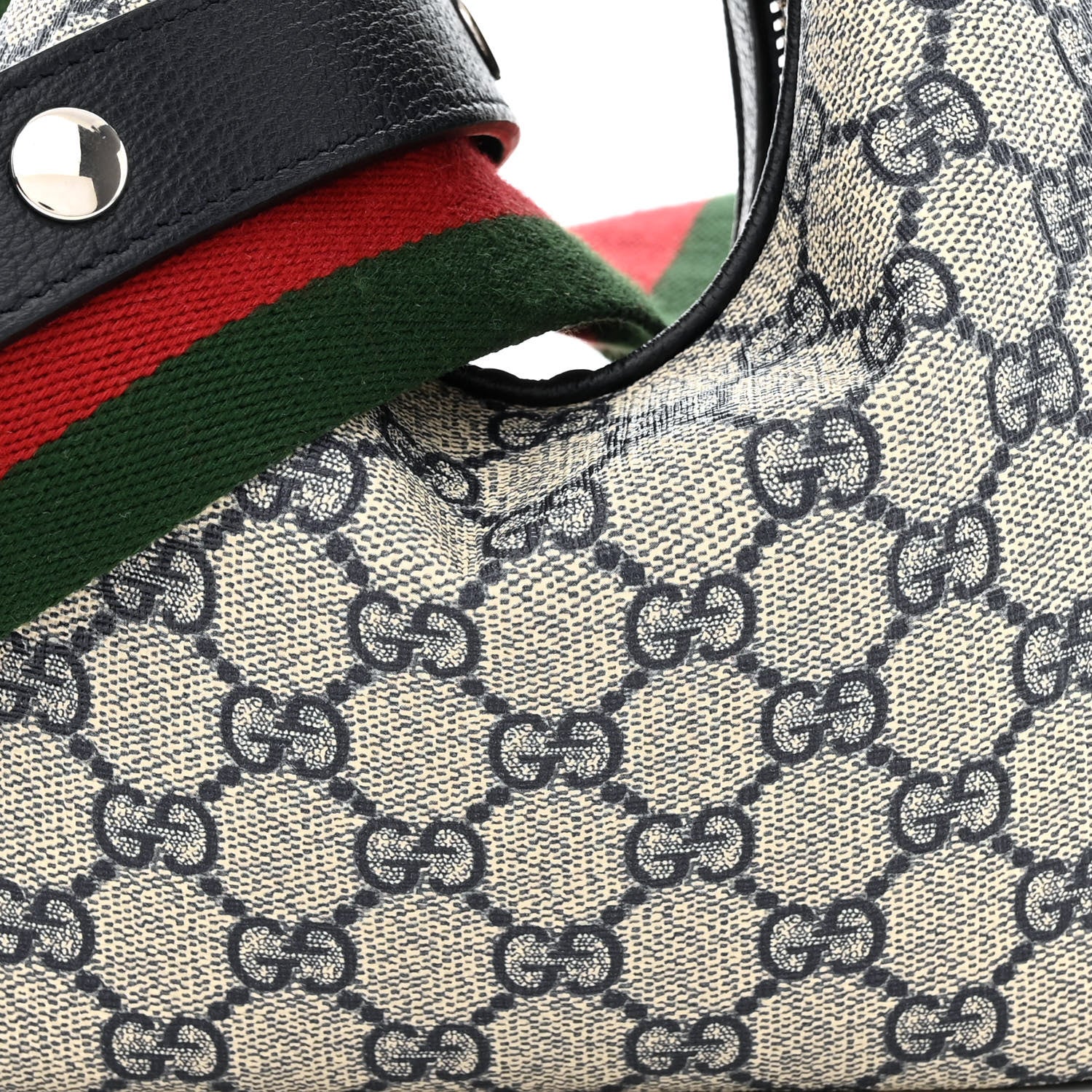 Gucci GG Supreme Monogram Textured Calfskin Web Small Attache Shoulder Bag Beige Blue 8 of 12