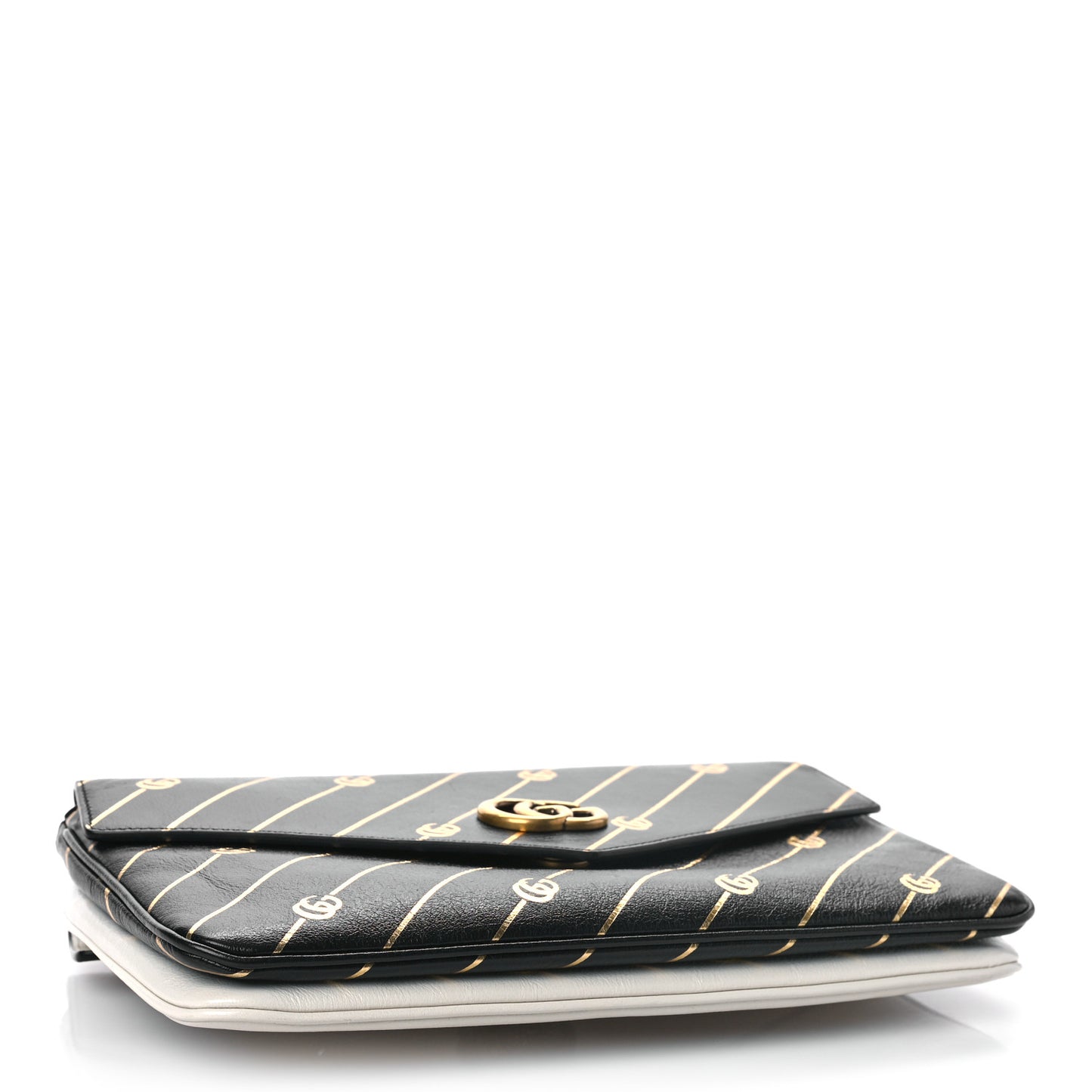 Calfskin Diagonal GG Medium Thiara Double Envelope Shoulder Bag Black White