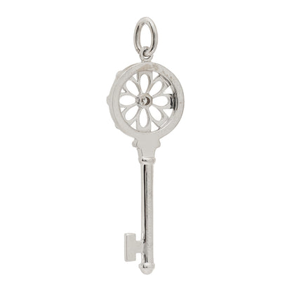 Tiffany 18K White Gold Diamond Floral Key Pendant 3 of 3