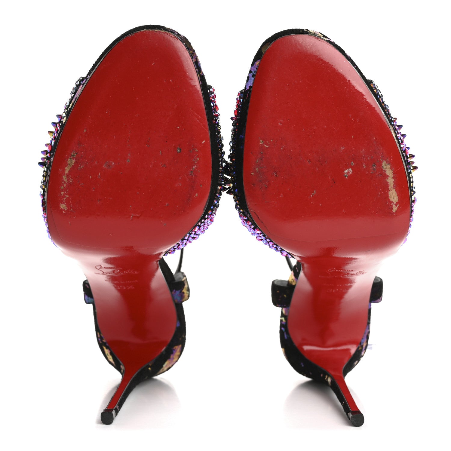 Christian Louboutin Milky Suede Loubiloo Bling Bang 120 Sandals 39.5 Black Multicolor 6 of 12