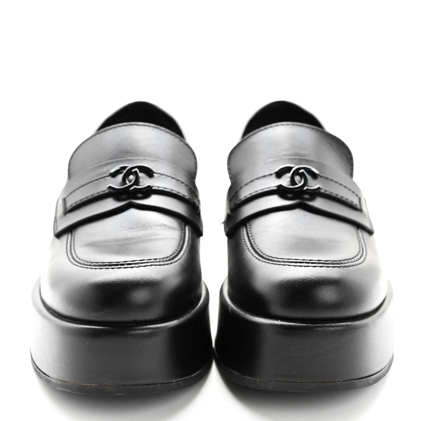 Calfskin CC Platform Loafers 37 Black