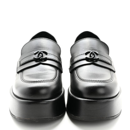Chanel Calfskin CC Platform Loafers 37 Black 3 of 13