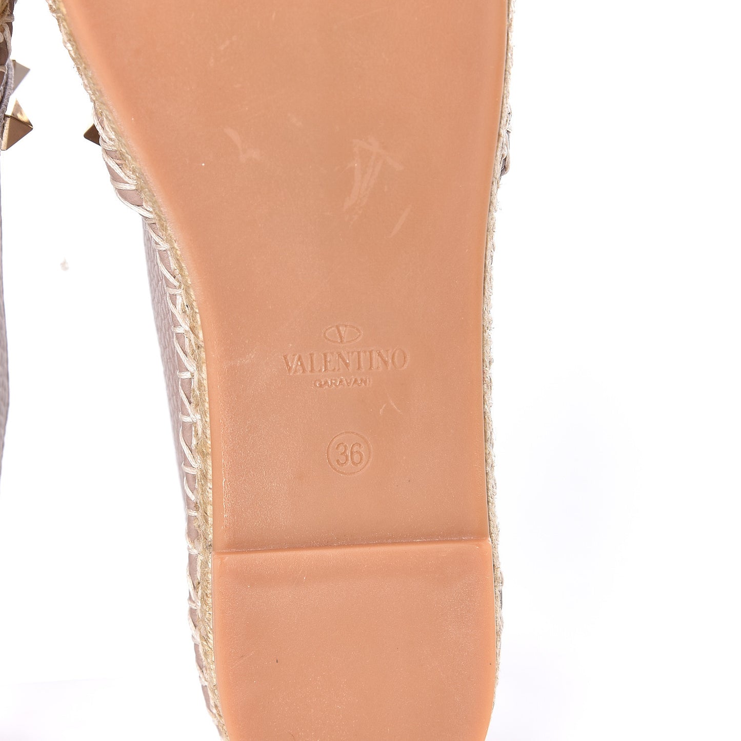 Pebbled Calfskin Rockstud Espadrilles 36 Poudre