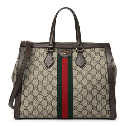 Gucci GG Supreme Monogram Web Medium Ophidia Tote Bag Brown 1 of 9