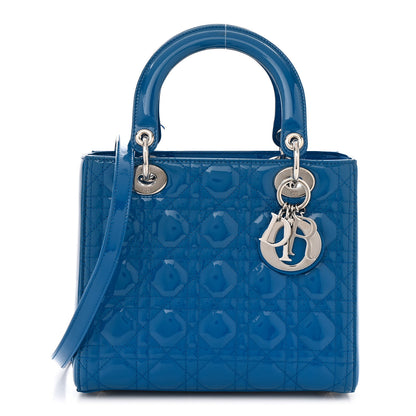 Christian Dior Patent Cannage Medium Lady Dior Blue 1 of 11