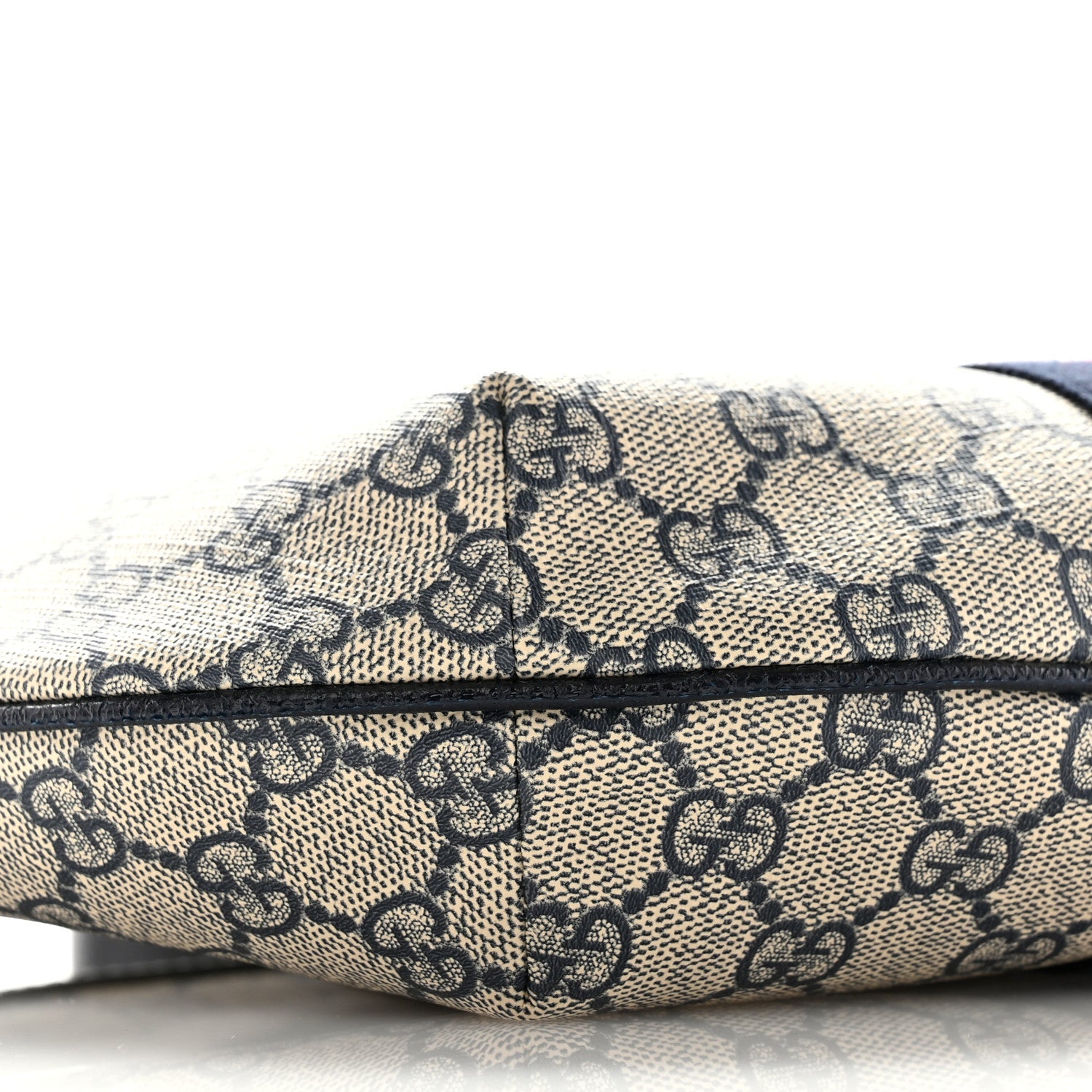 Gucci GG Supreme Monogram Textured Dollar Calfskin Web Small Ophidia Half Moon Hobo Beige Blue 9 of 10