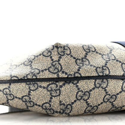 Gucci GG Supreme Monogram Textured Dollar Calfskin Web Small Ophidia Half Moon Hobo Beige Blue 9 of 10
