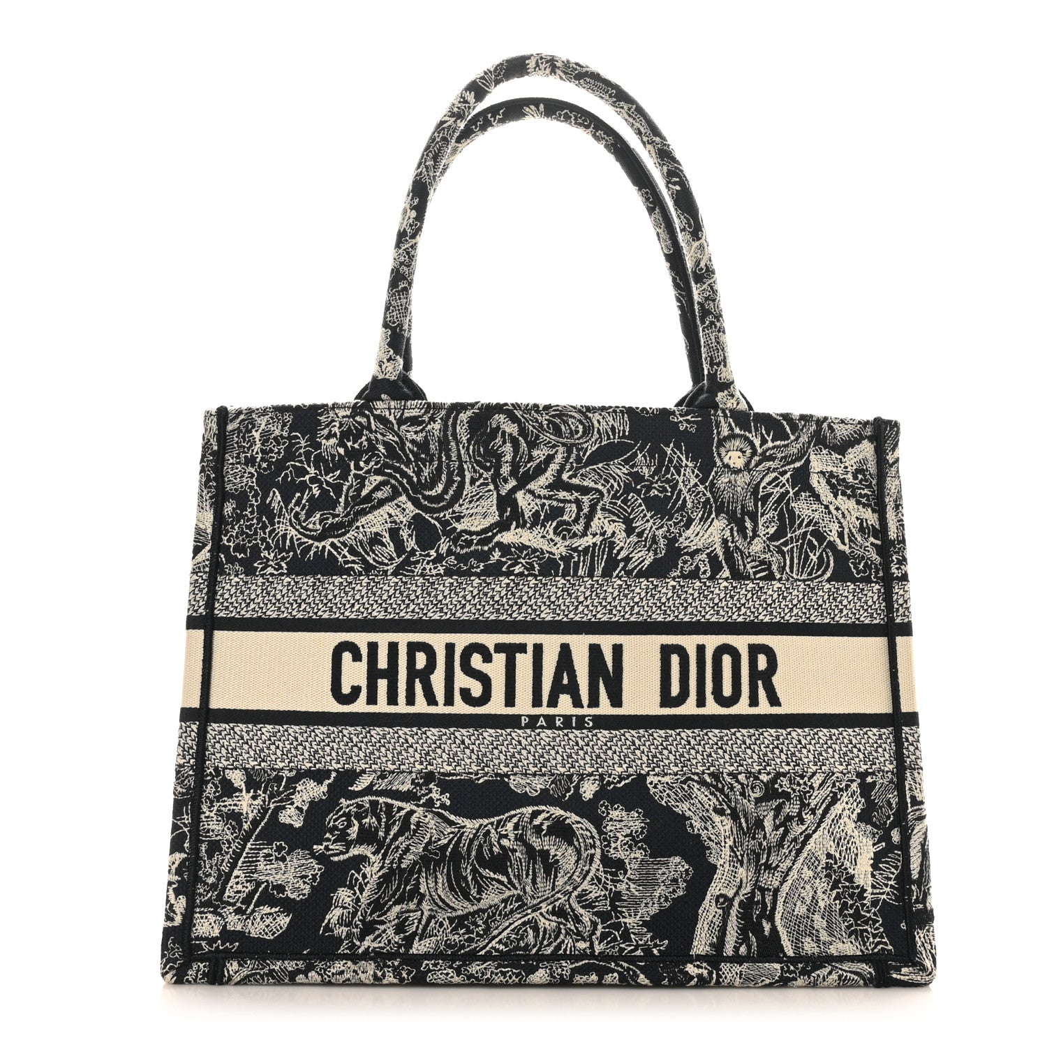 Christian Dior Canvas Embroidered Medium Toile De Jouy Reverse Book Tote Blue 1 of 10