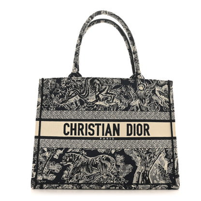 Christian Dior Canvas Embroidered Medium Toile De Jouy Reverse Book Tote Blue 1 of 10