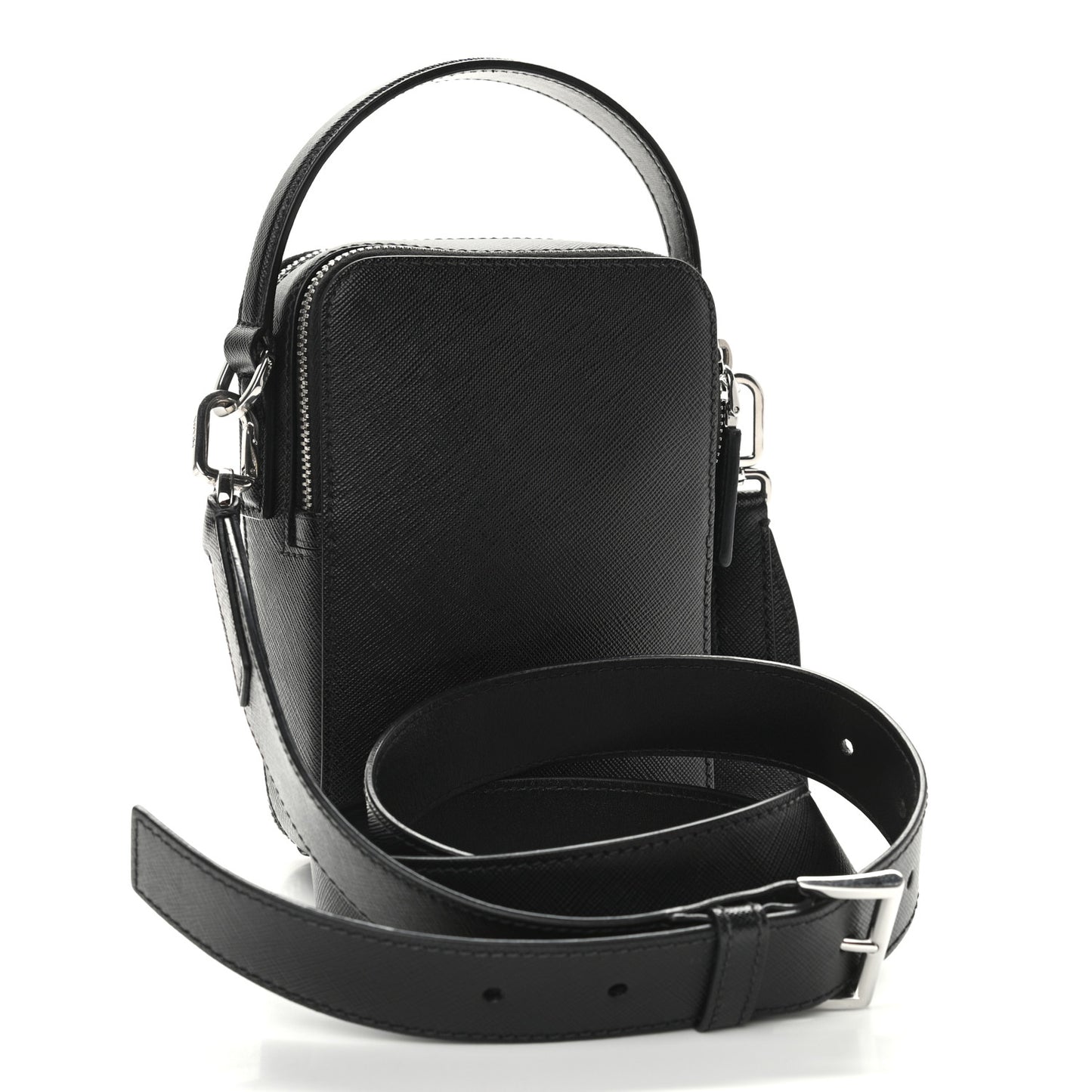 Saffiano Travel Brique Crossbody Messenger Bag Black