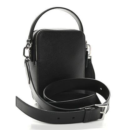 Prada Saffiano Travel Brique Crossbody Messenger Bag Black 3 of 14