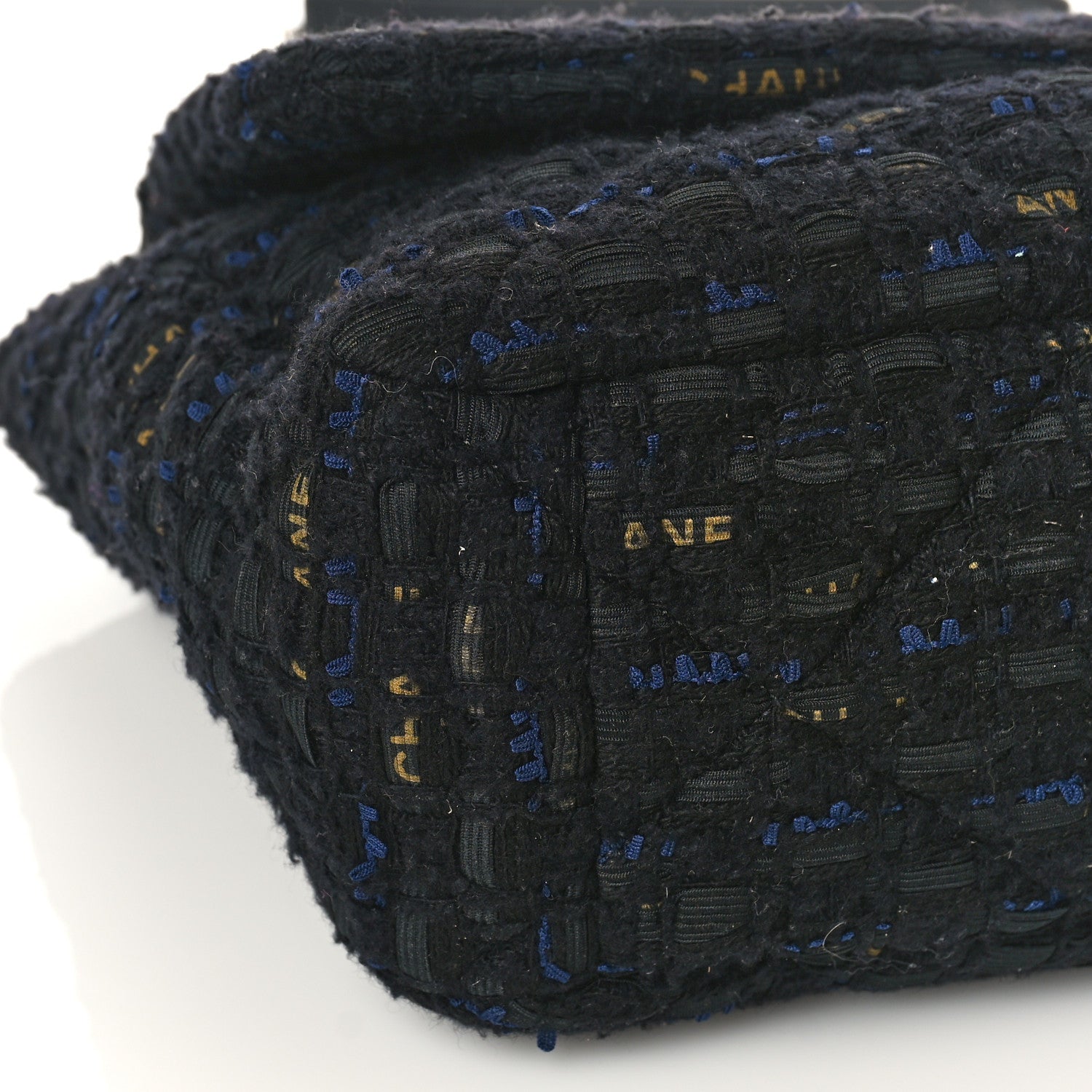 Chanel Tweed Quilted Maxi Chanel 19 Flap Black Navy Gold 8 of 9