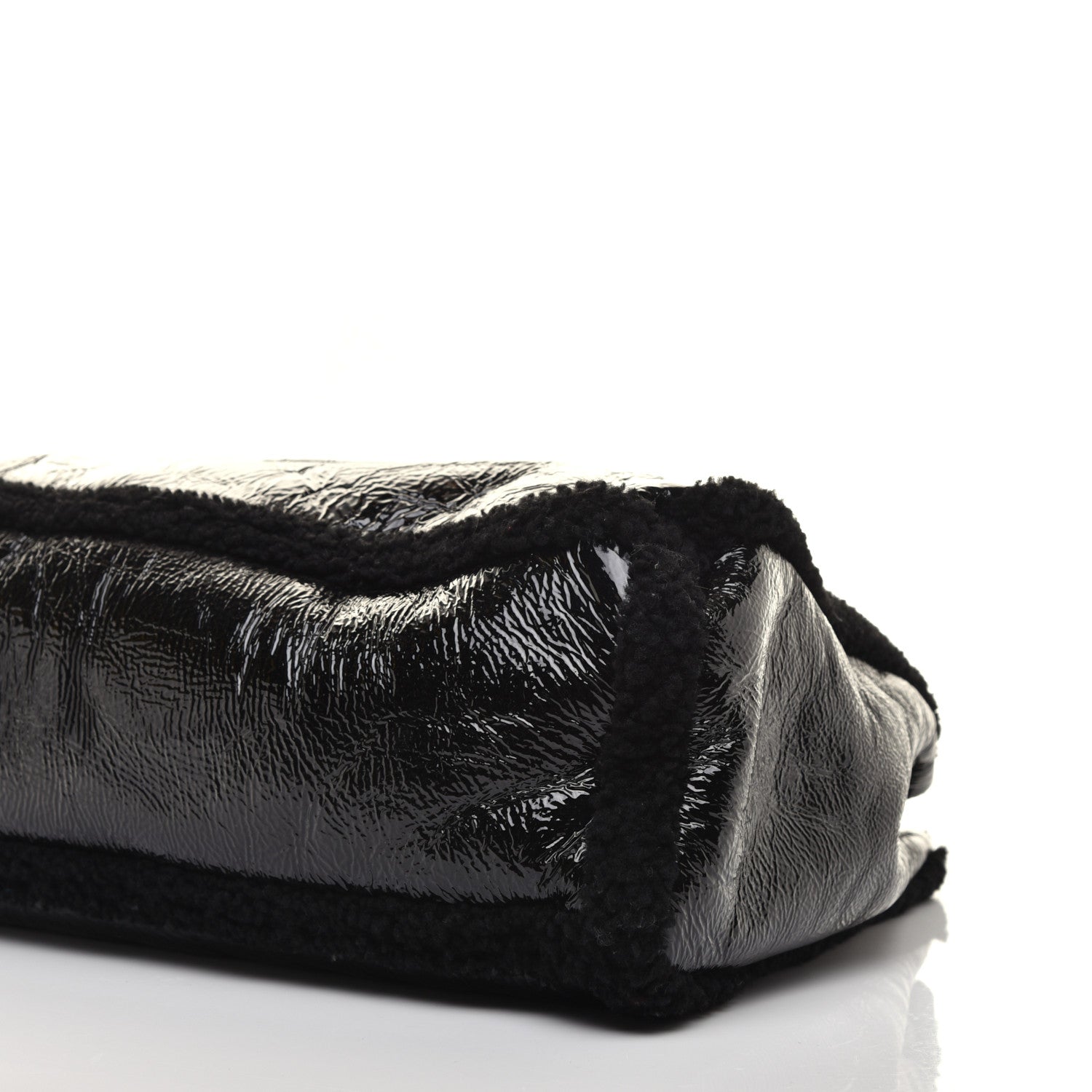 Gucci Patent Shearling Medium Soho Chain Shoulder Bag Black 7 of 9
